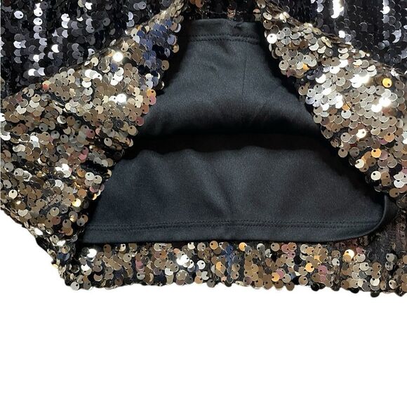 SOCIAL COUTURE Strapless Black and Gold Sequin Dress Size Large - Picture 6 of 9